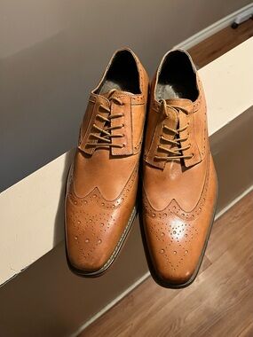 Stacy Adams Cognac Brogue Derby Dress Shoes